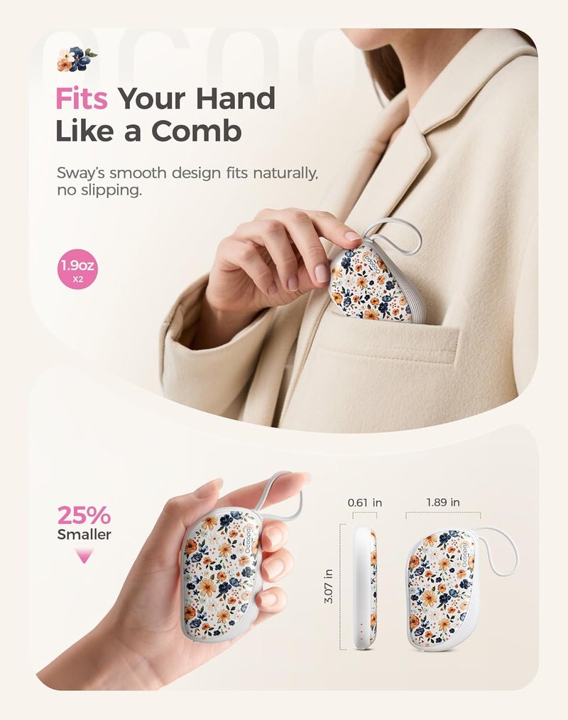 OCOOPA Hand Warmers Rechargeable 2 Pack, Ultra Slim Electric Hand Warmers, Portable Pocket Heater, Comb-Inspired, Fits in Gloves,UL Certified, Winter Essentials,UT5 Sway - Image 3